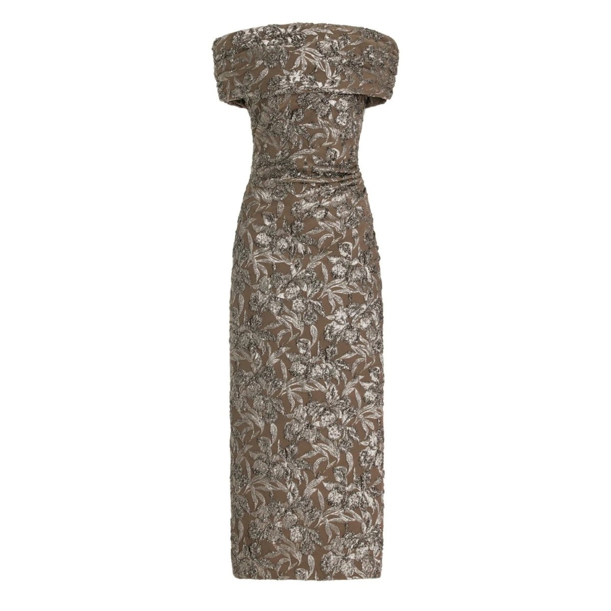 Robe midi en jacquard métallisé à fleurs Oscar de la Renta - Catalogue Runway