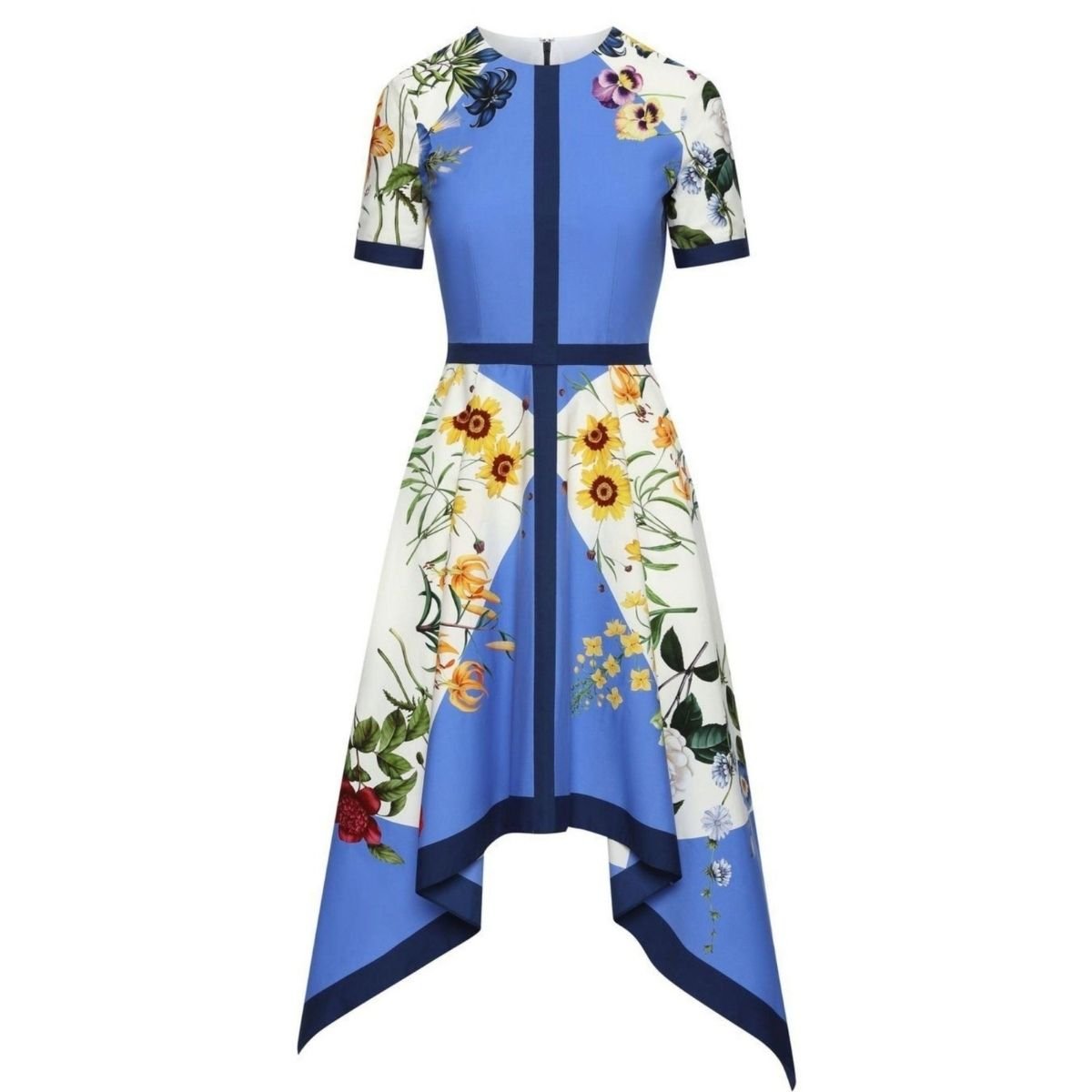 Oscar de la Renta Floral - print Flared Cotton Dress - Runway Catalog