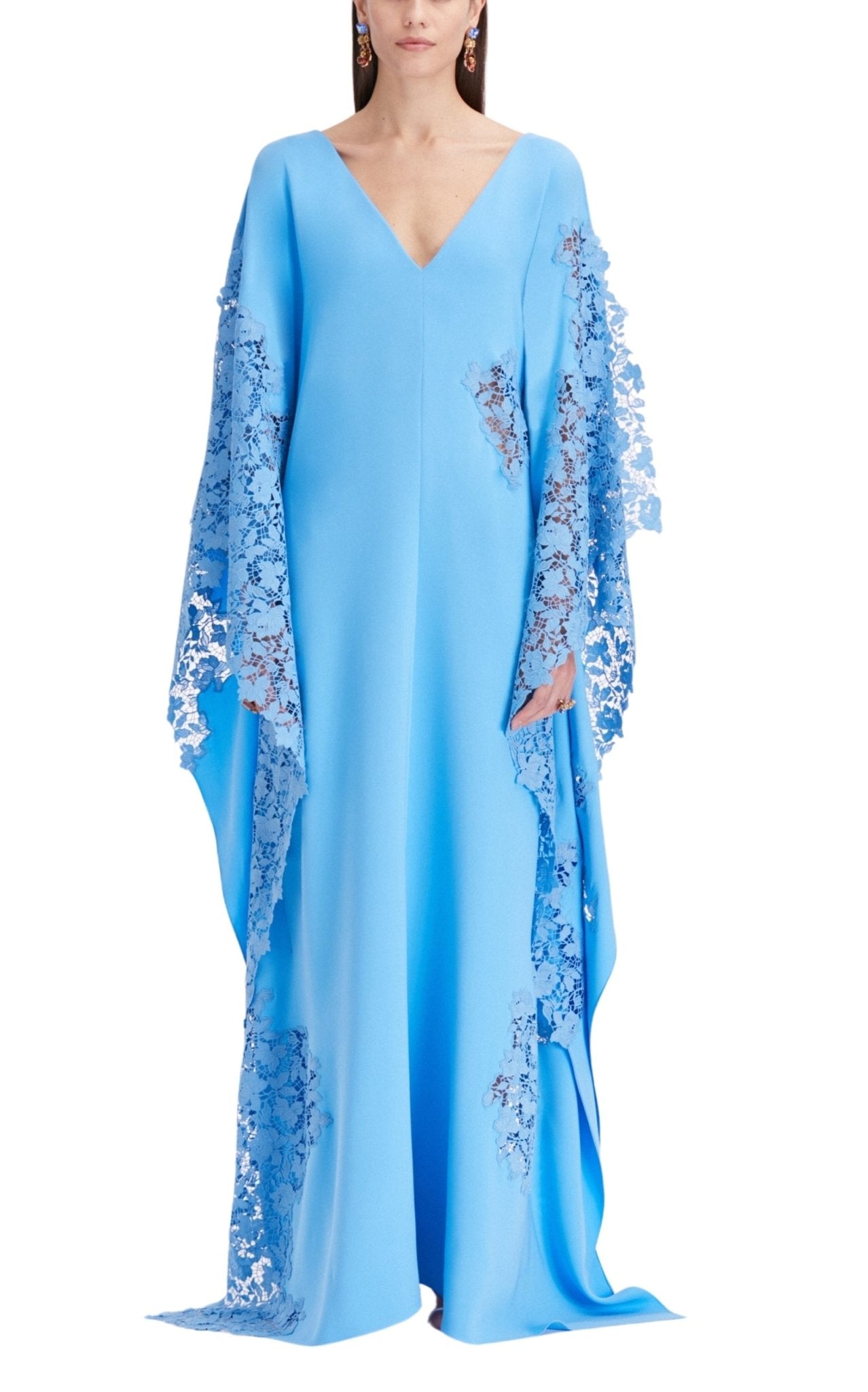 Oscar de la Renta Gardenia - Lace Silk - Georgette Caftan Gown - Runway Catalog