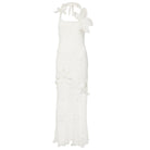 Oscar de la Renta halter orchid crochet knit cotton dress