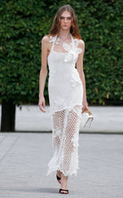Oscar de la Renta halter orchid crochet knit cotton dress