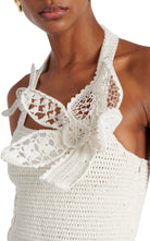 Oscar de la Renta halter orchid crochet knit cotton dress