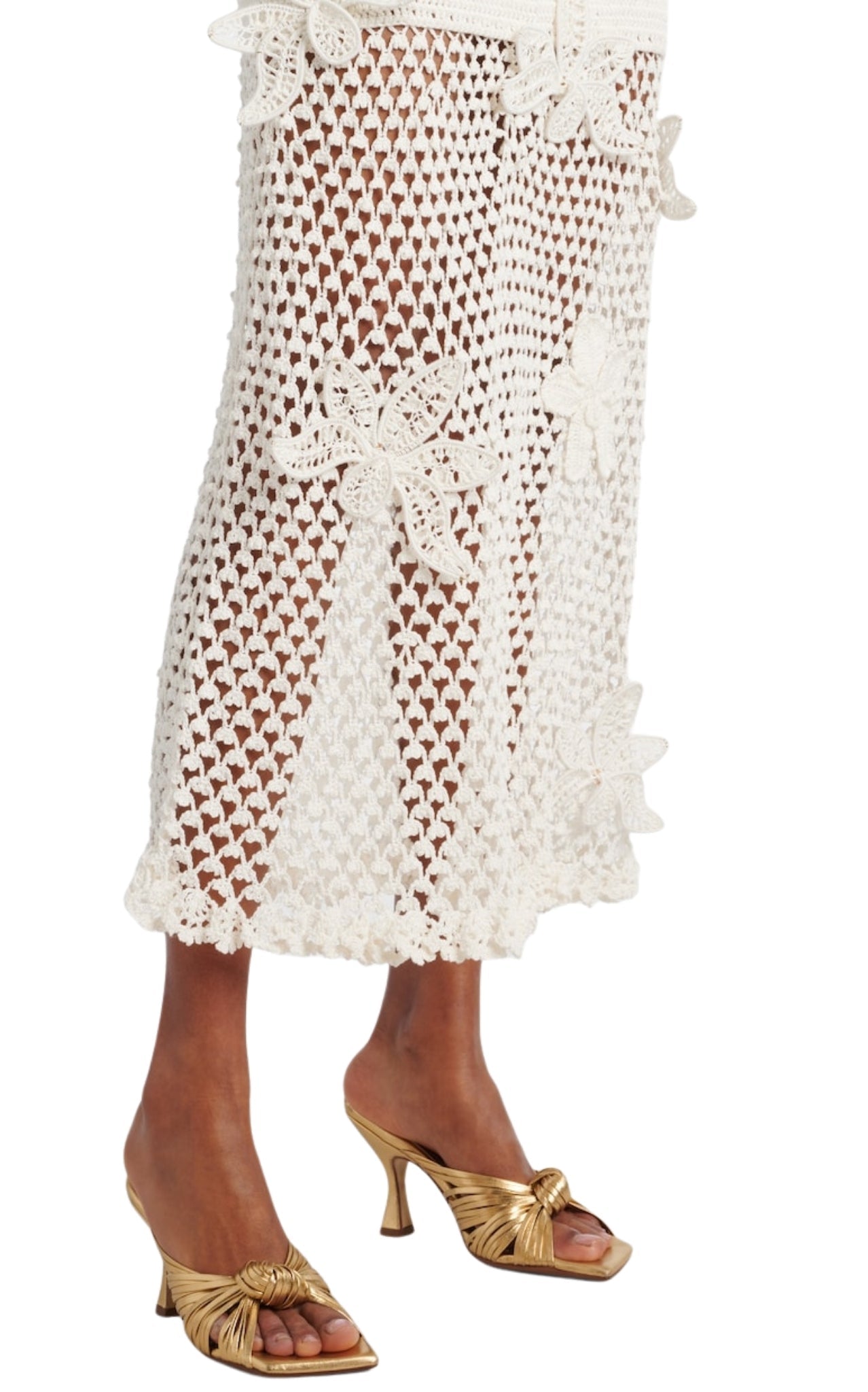 Oscar de la Renta halter orchid crochet knit cotton dress