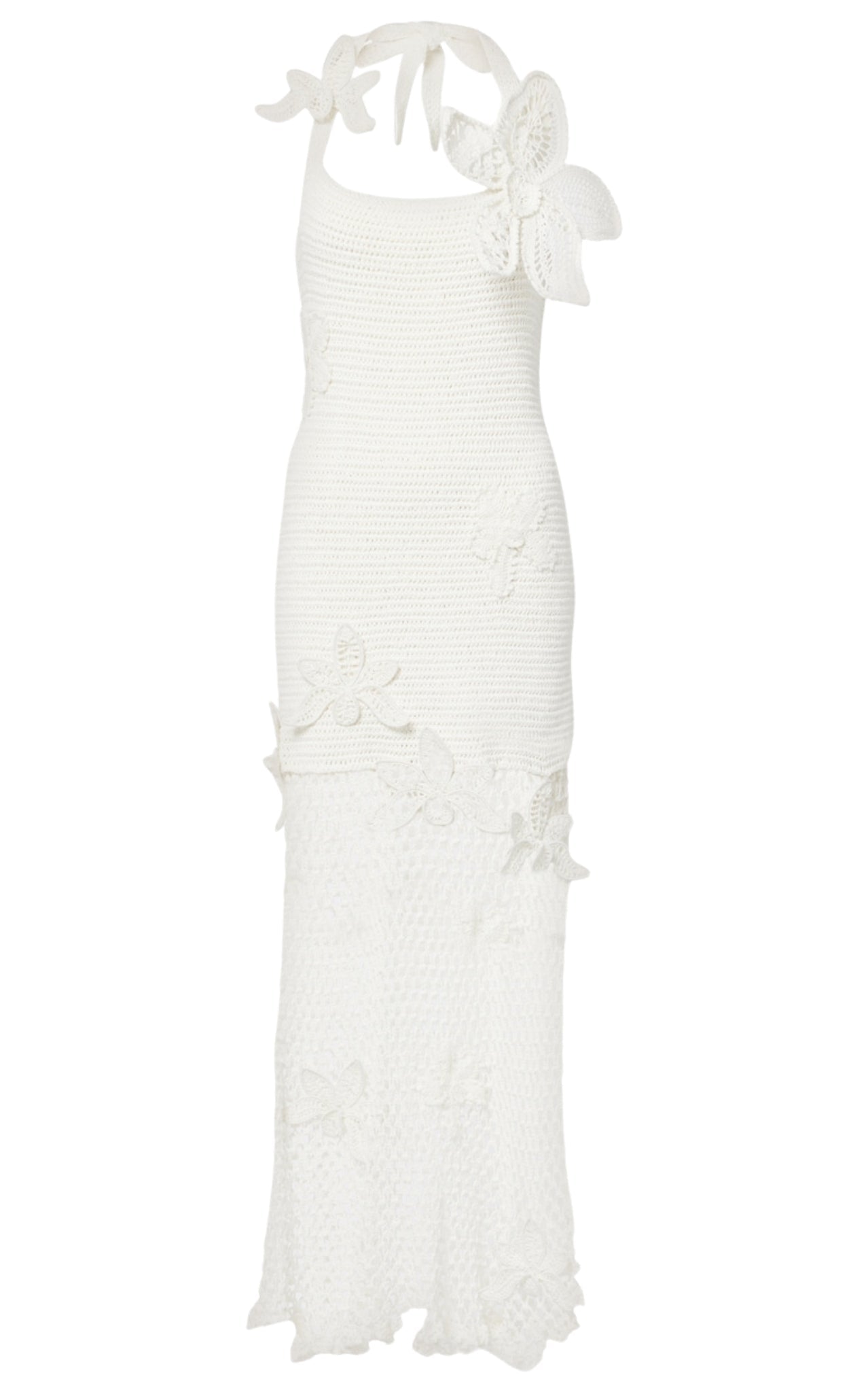 Oscar de la Renta halter orchid crochet knit cotton dress