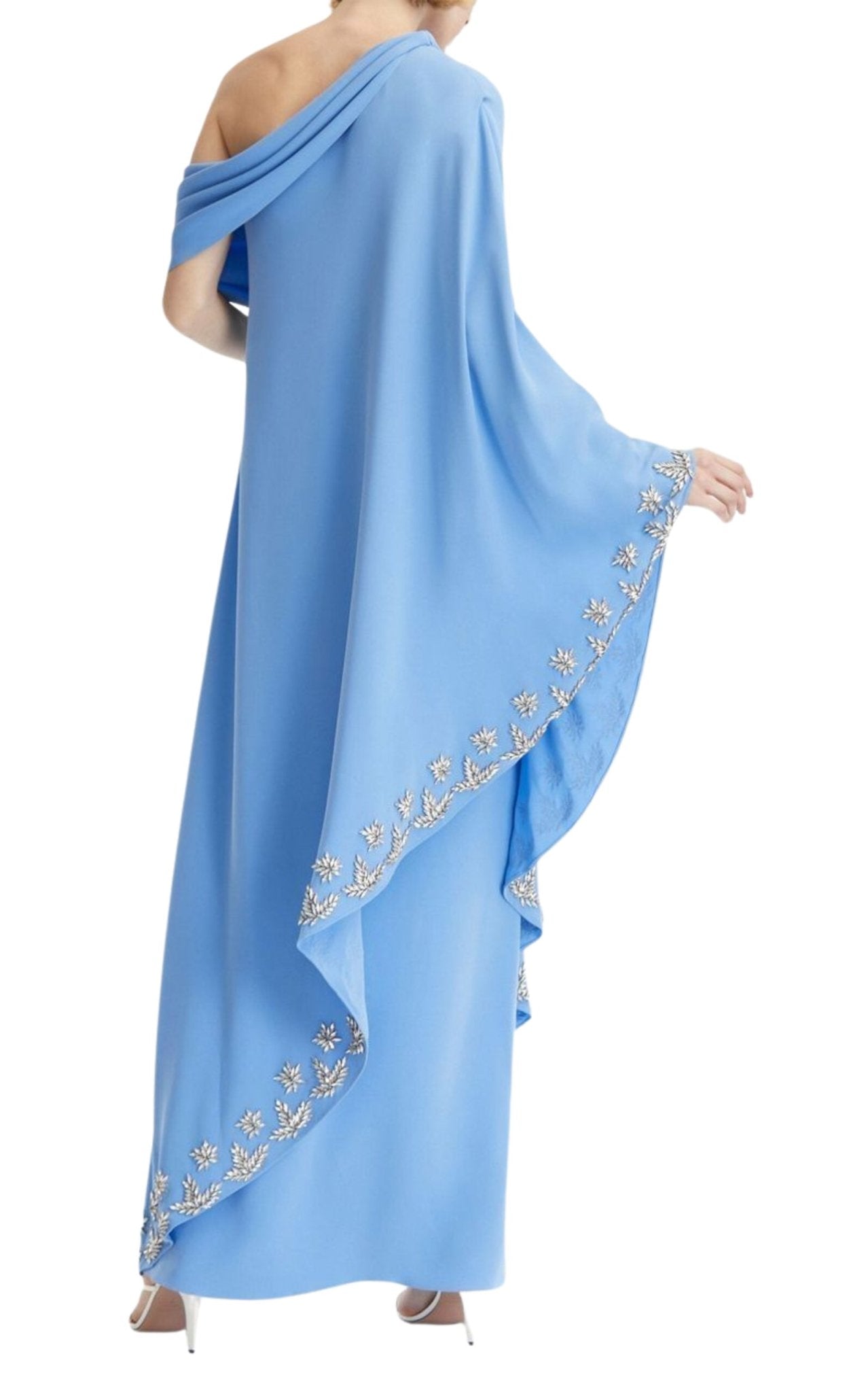 Oscar de la Renta One Shoulder Drape Crystal Embroidered Dress - Runway Catalog