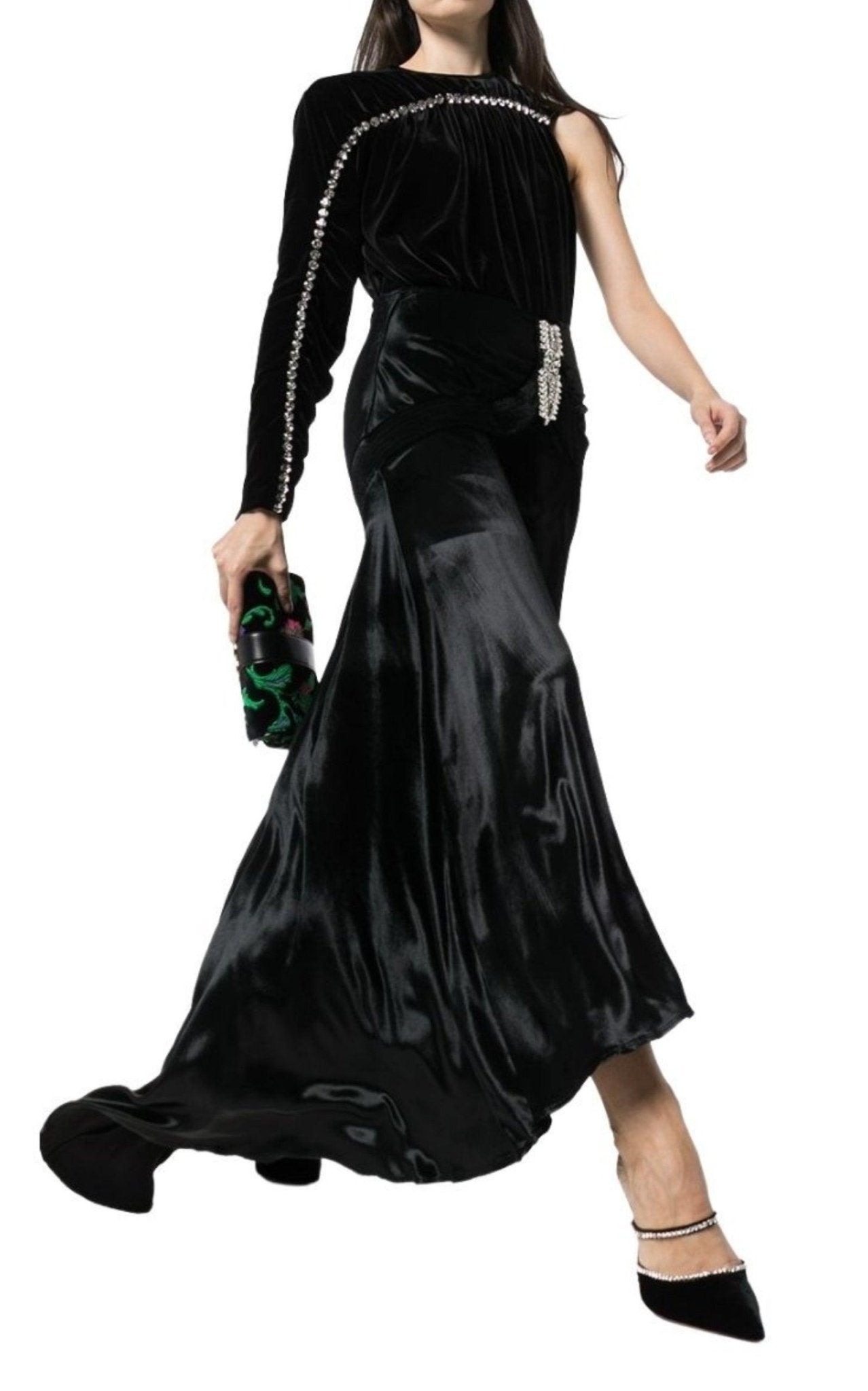 Paco Rabanne Crystal Detail Flared Maxi Skirt - Runway Catalog