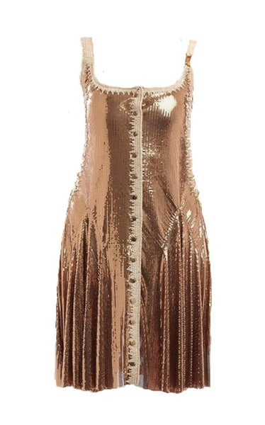 rabanne mesh slip dress Paco Rabanne Gold Chainmail Dress