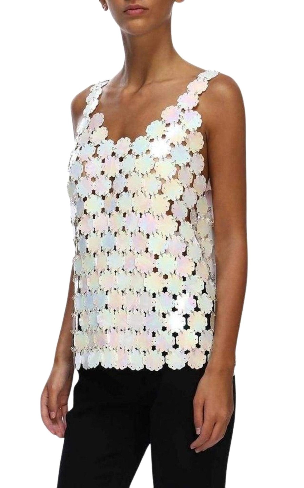 Paco Rabanne Silver Asymmetric Metal Mesh Top – Runway Catalog