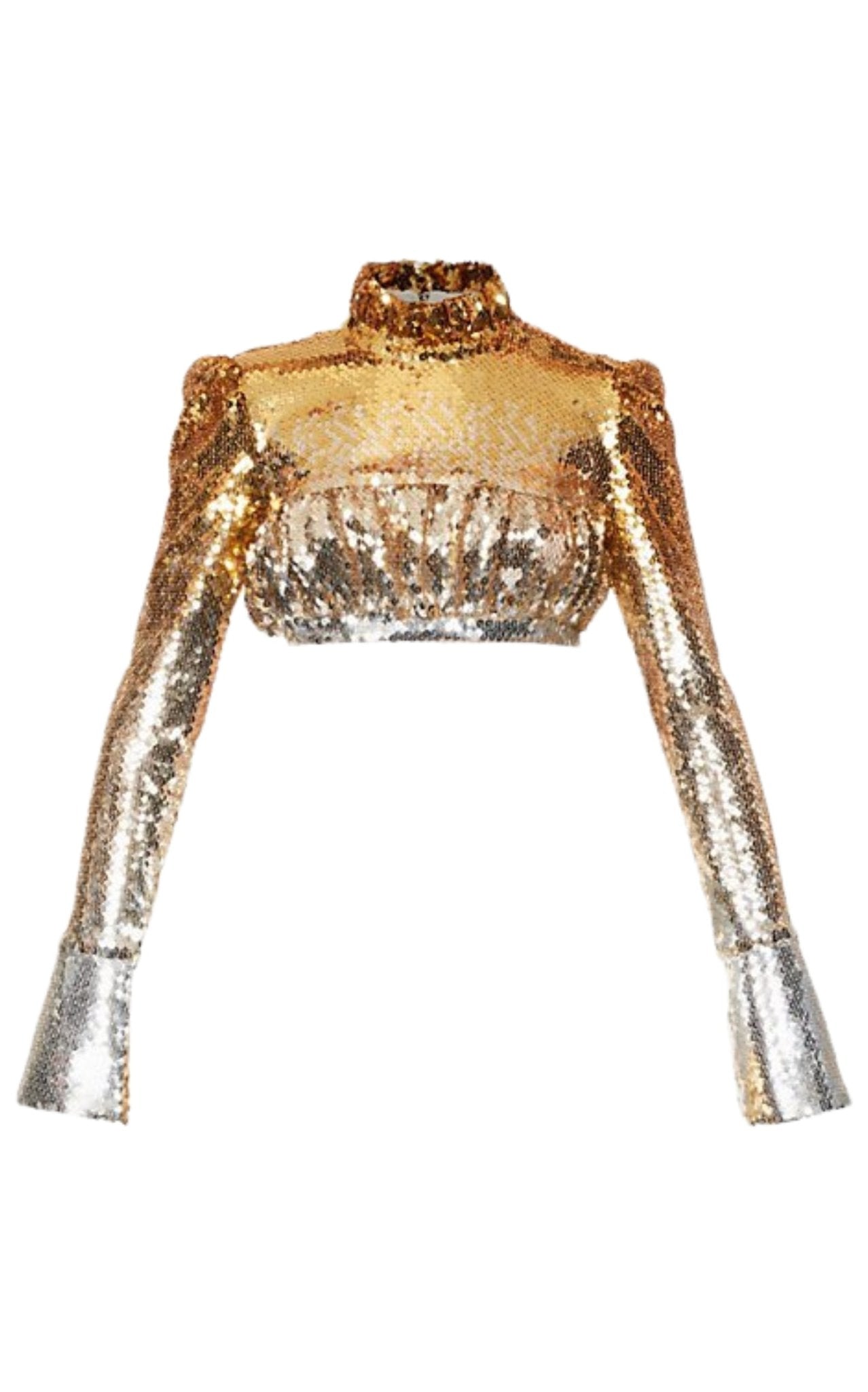 paco rabanne - PACO RABANNE トップス Paco Rabanne Sequin Top With High Ruffle Neck
