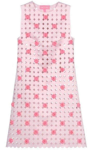laser cut mini dress Paskal Light Pink Laser Cut Short Dress