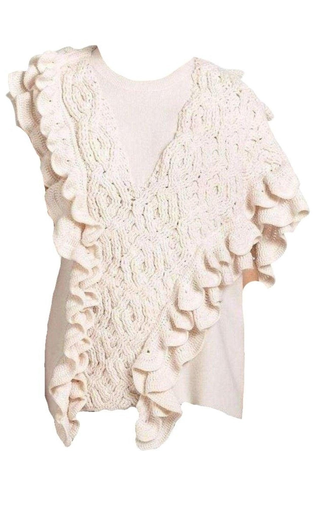 Phillip Lim Wool Crochet Ruffle Sleeveless Knit Sweater Vest