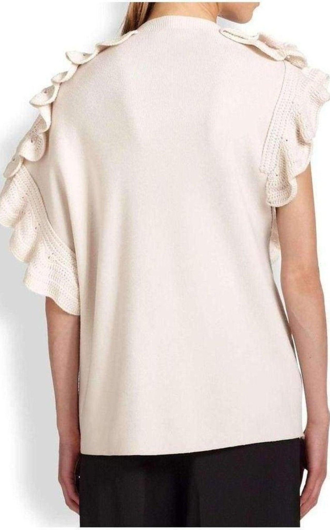 Phillip Lim Wool Crochet Ruffle Sleeveless Knit Sweater Vest