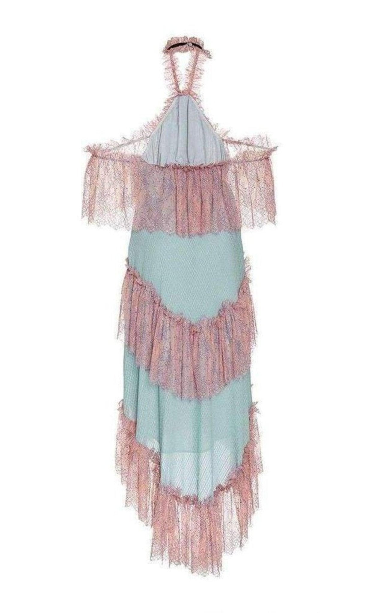 Philosophy Di Lorenzo Serafini Schulterfreies, gestuftes Seidenkleid – Laufsteg-Katalog