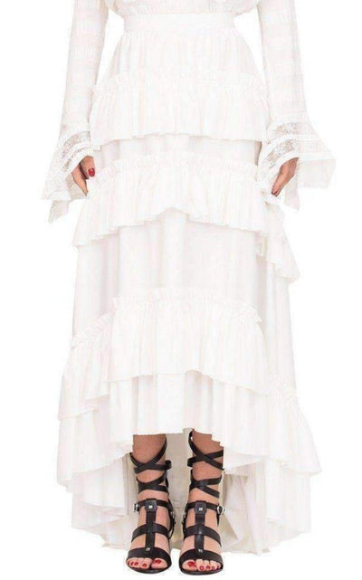 Philosophy Di Lorenzo Serafini White Maxi Frill Skirt - Runway Catalog