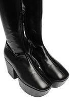 Prada black platform over-the-knee boots with square toe
