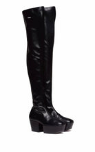 Prada black platform over-the-knee boots with square toe