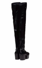 Prada black platform over-the-knee boots with square toe