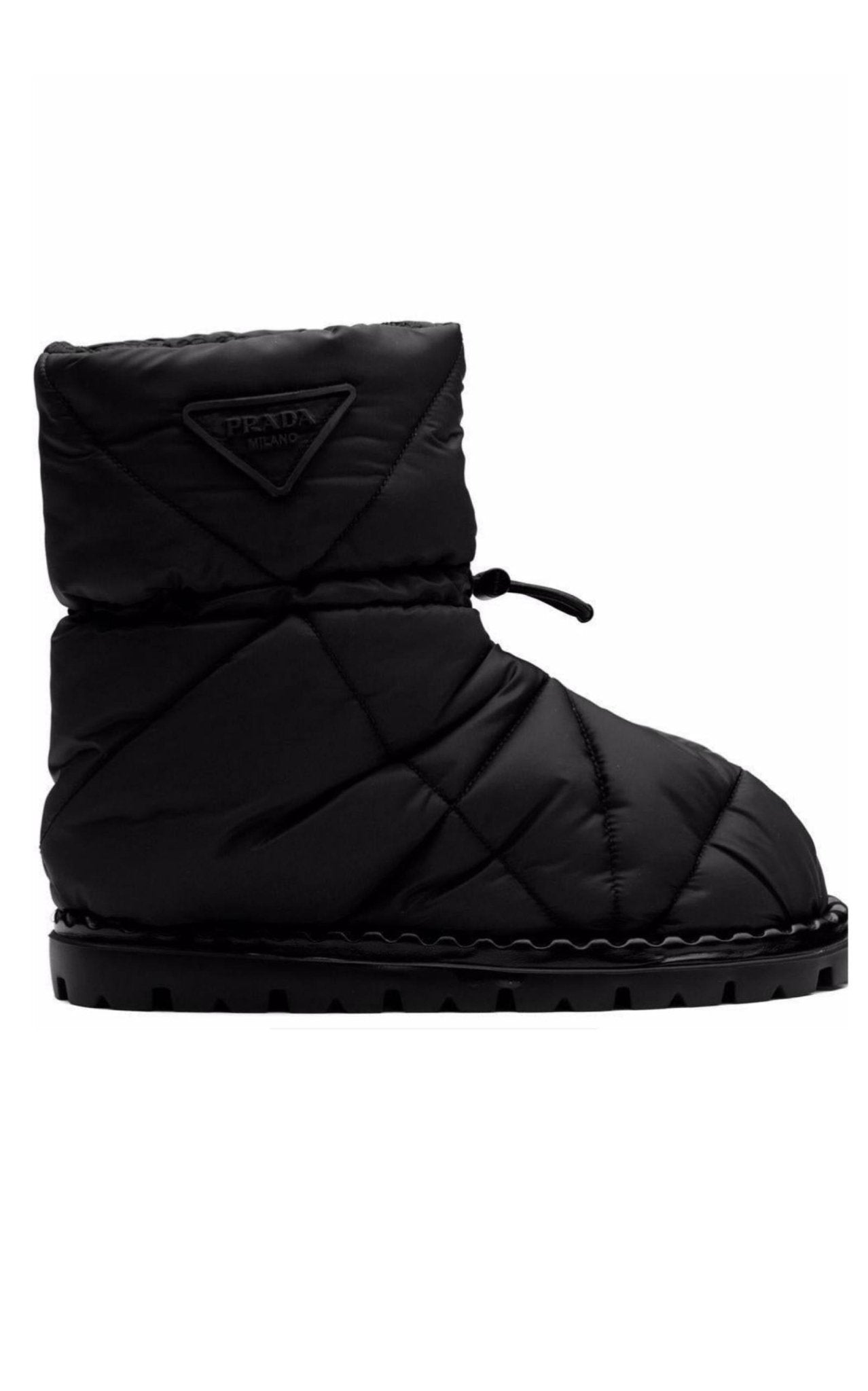 Prada Black Quilted Drawstring Ankle Boots