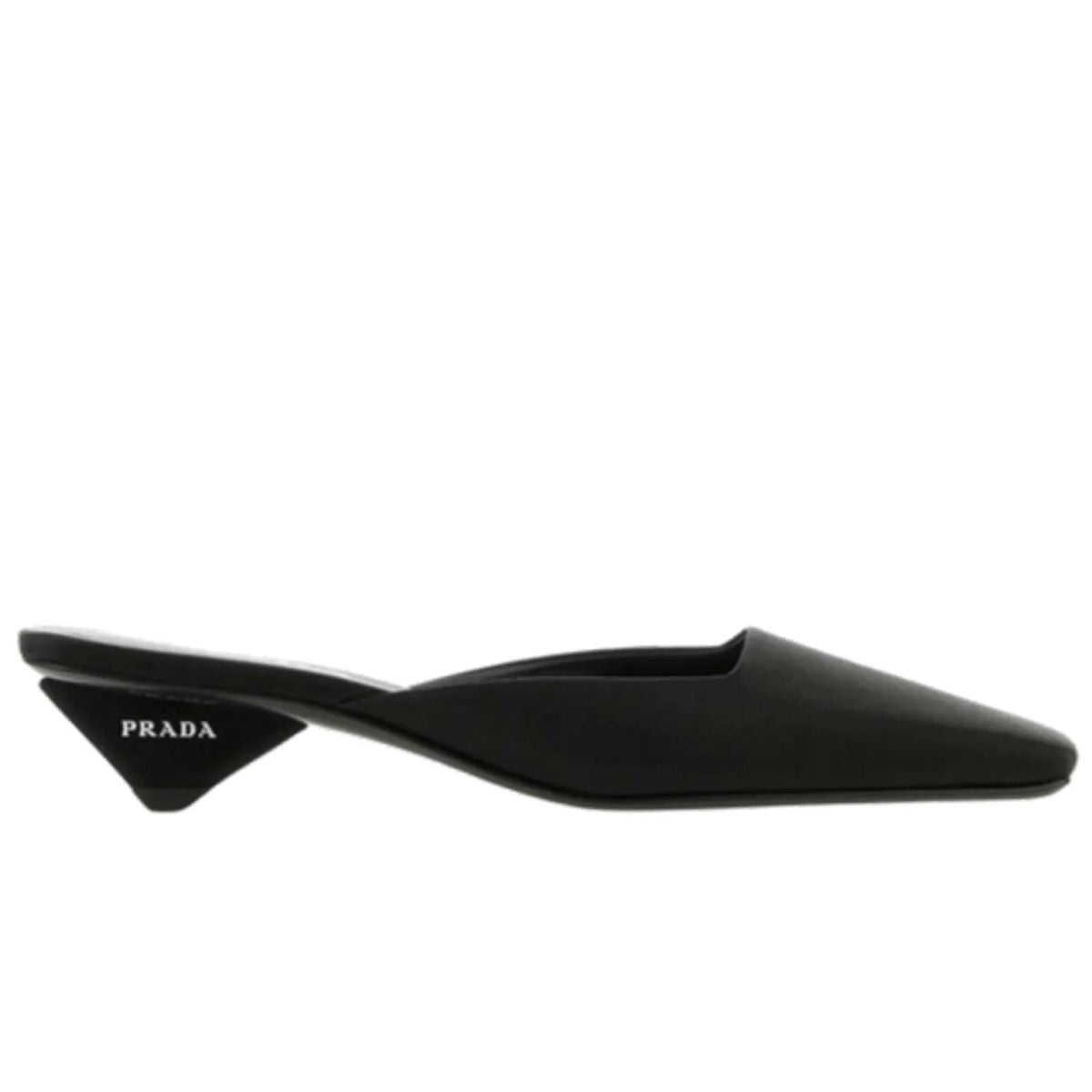 PRADA 黒 ポインテッドトゥ ミュール Prada Black Satin Mules Loafers