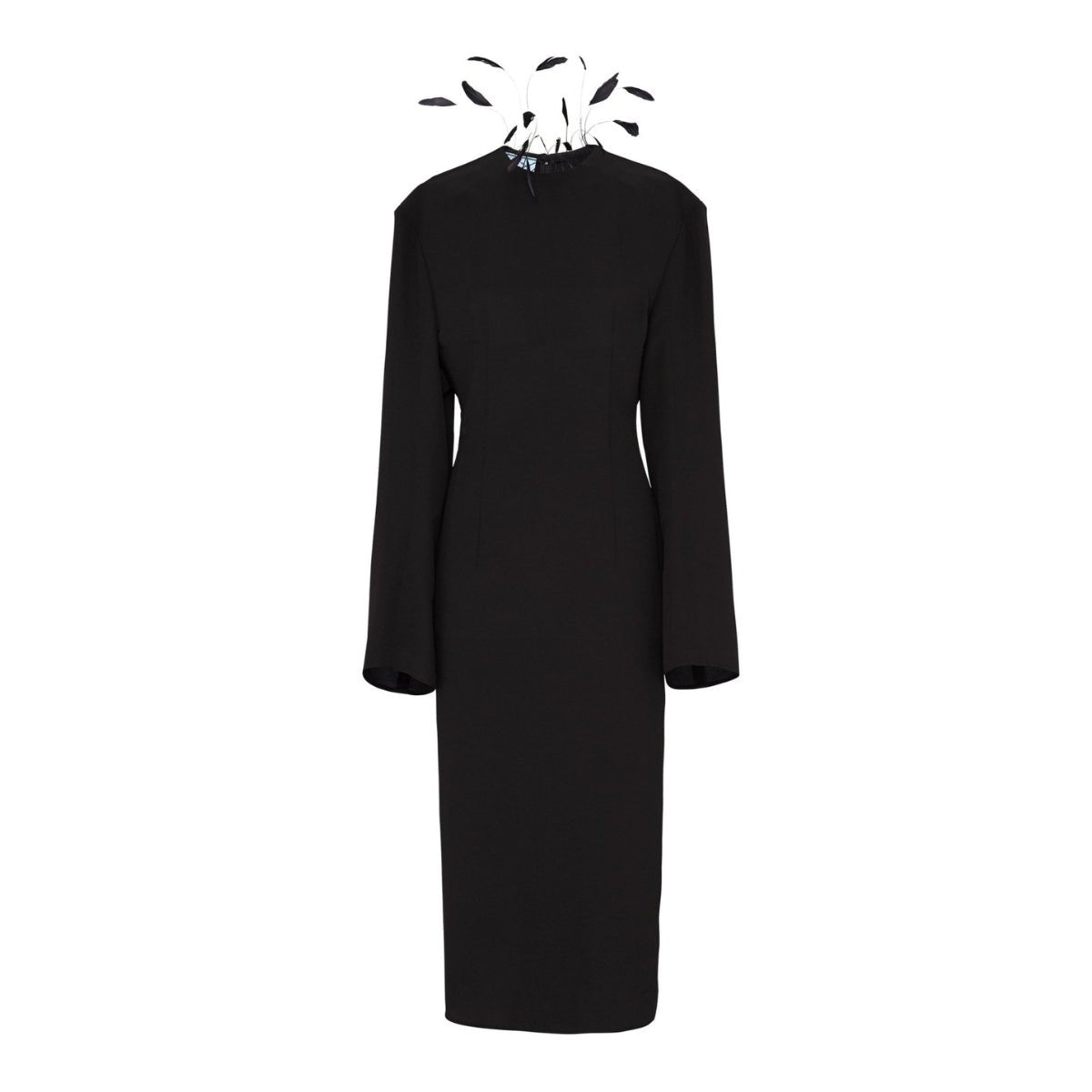 Prada Cady Feather Embellished Midi Dress