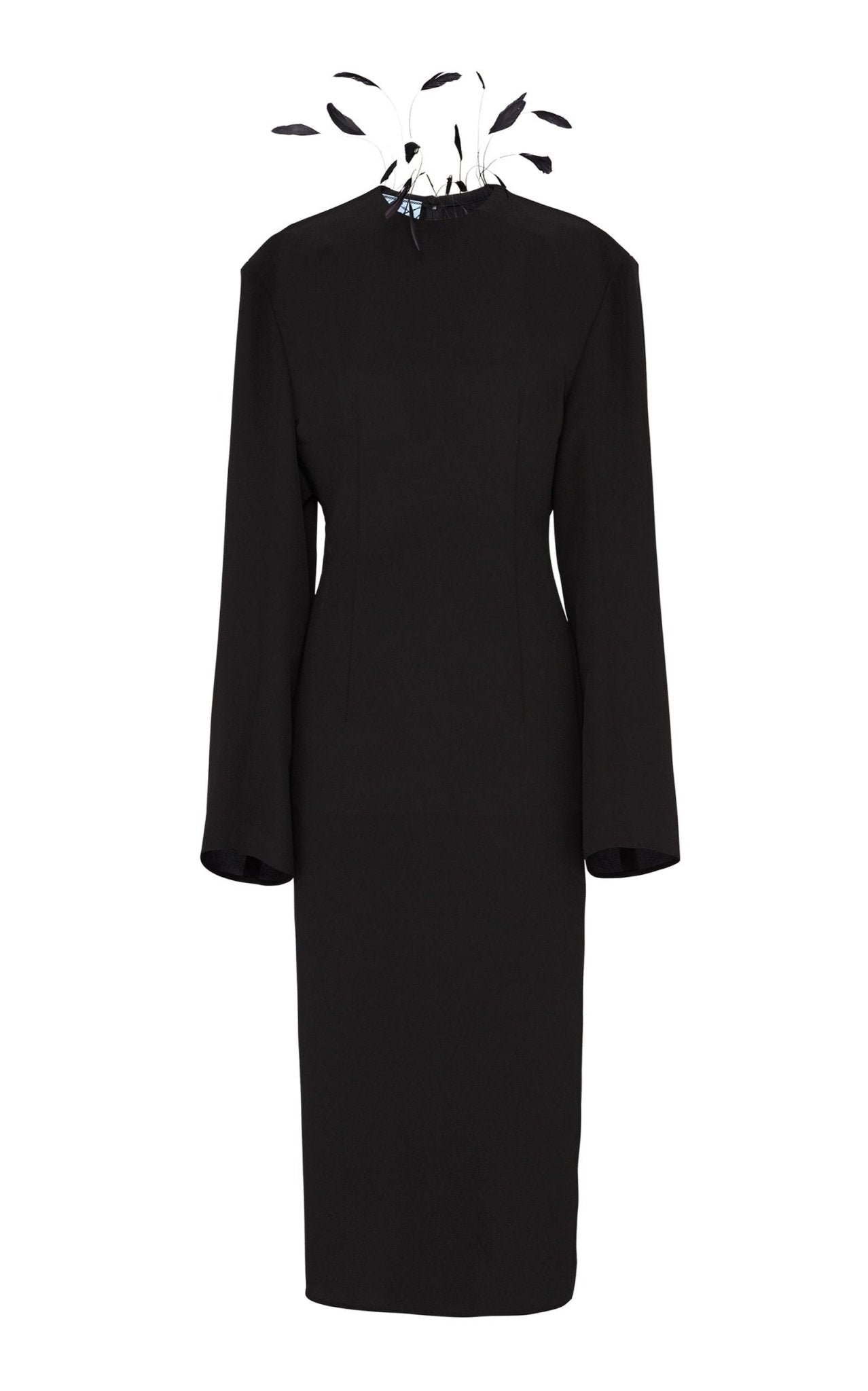 Prada Cady Feather Embellished Midi Dress