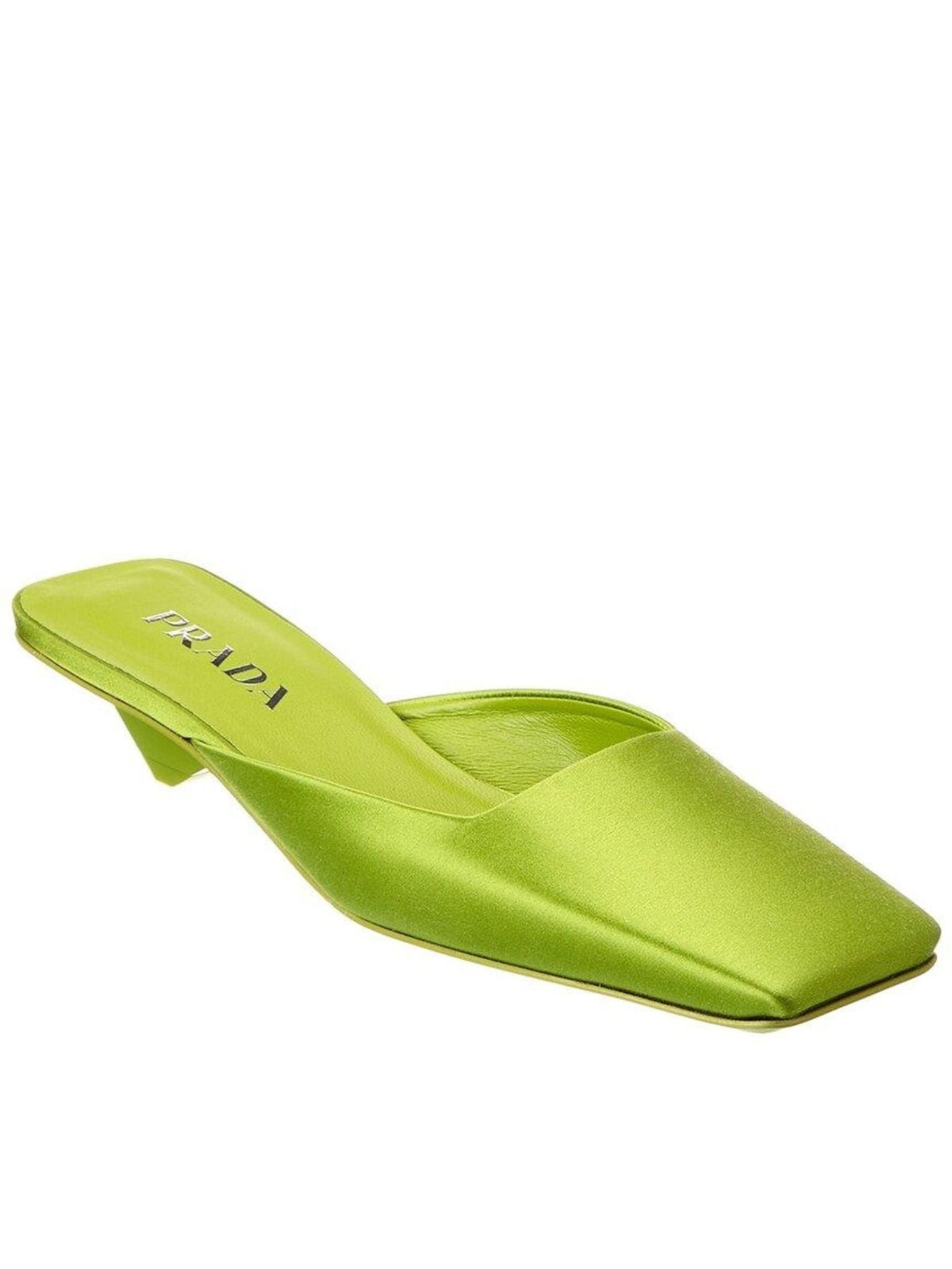 靴 Archive PRADA peep toe mules green Prada Green Satin Mules Loafers