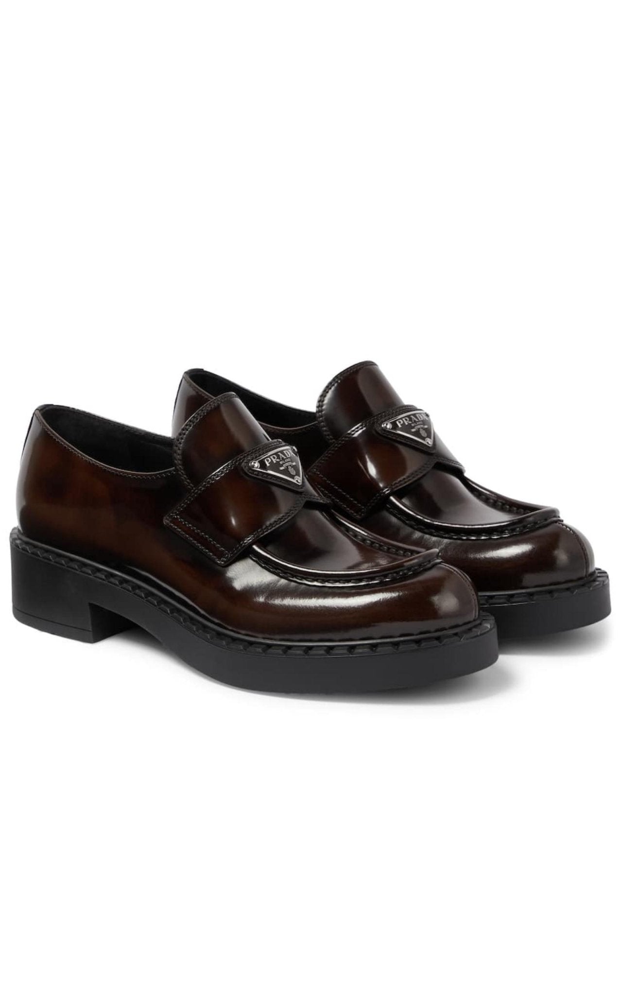 Prada Logo Leather Loafers - Runway Catalog