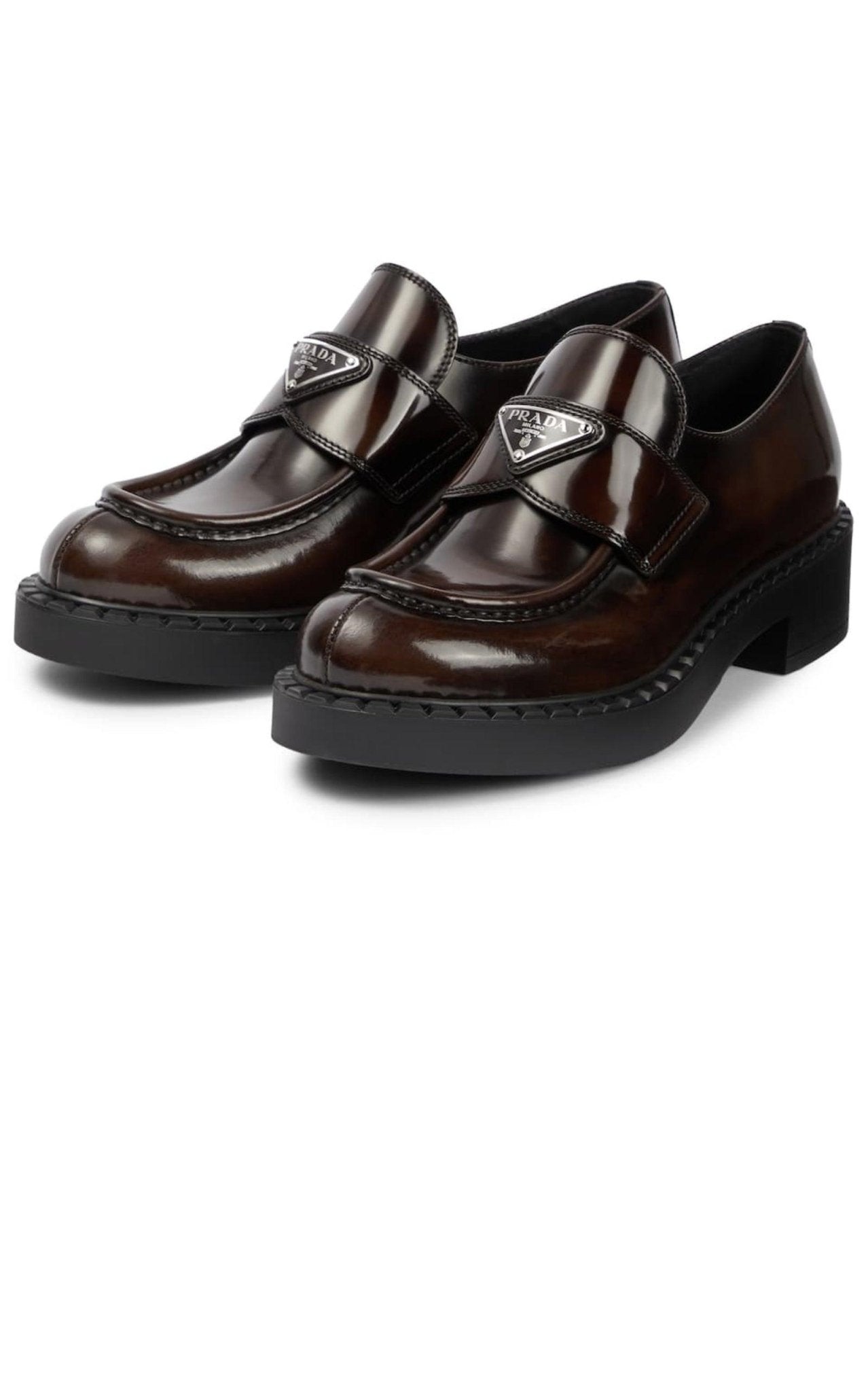 Prada Logo Leather Loafers - Runway Catalog