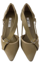 Prada Pointed Slingback Olive Green Kitten Heel Pumps