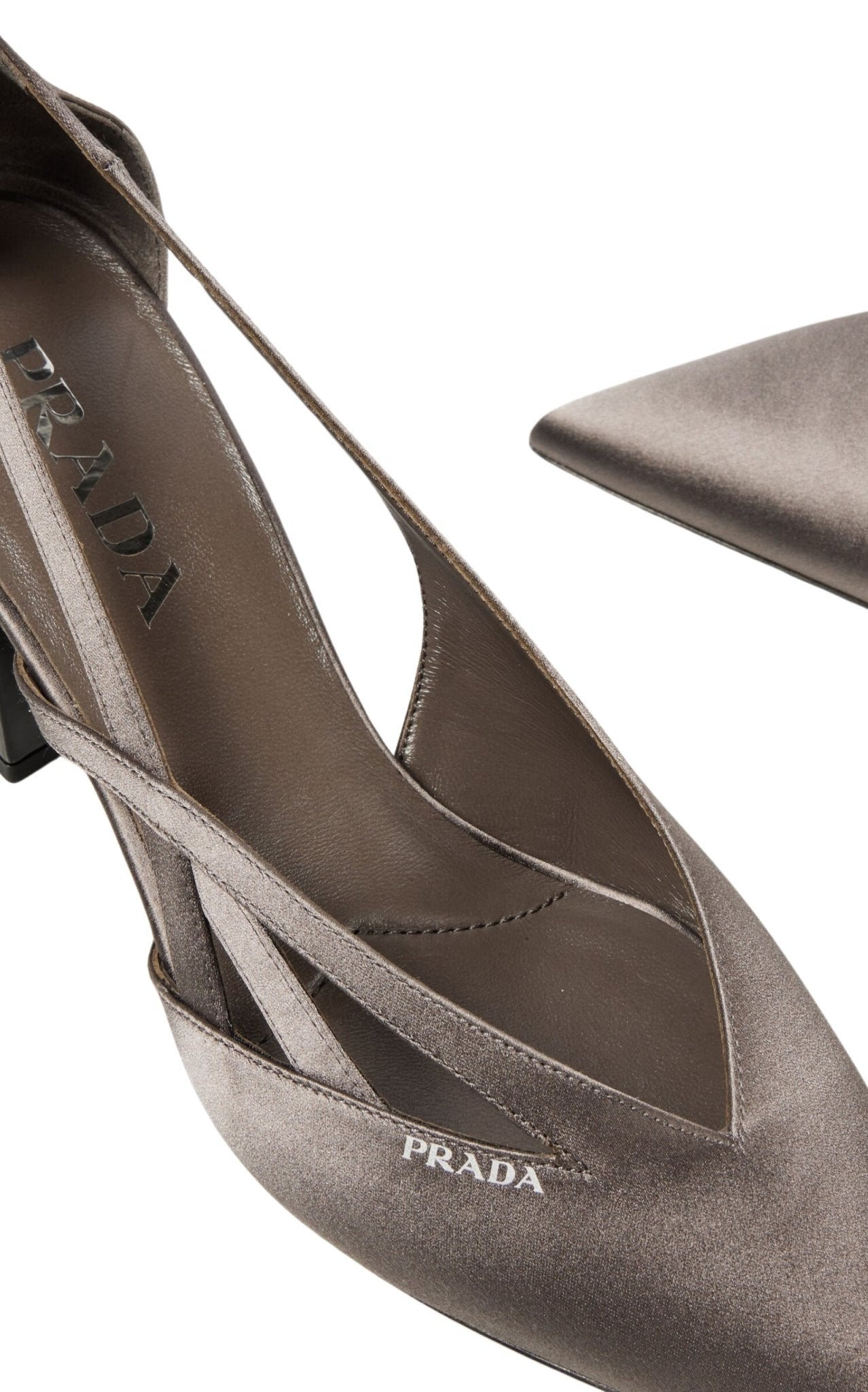 Prada Pointy 55 Cutout Satin Pumps - Runway Catalog