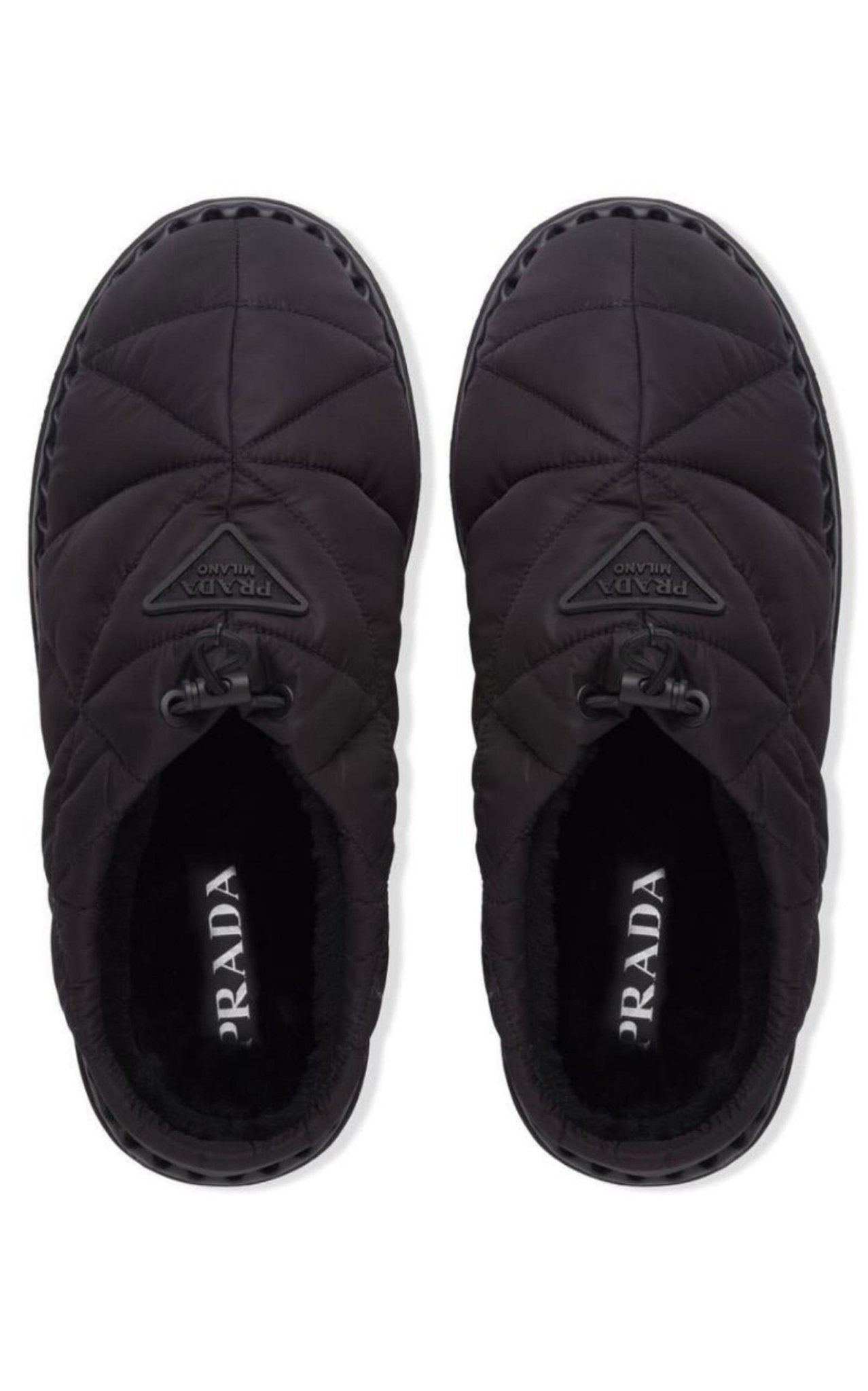 靴 Archive PRADA mesh mules black Prada Re-Nylon Shearling-lined Mules - Runway Catalog