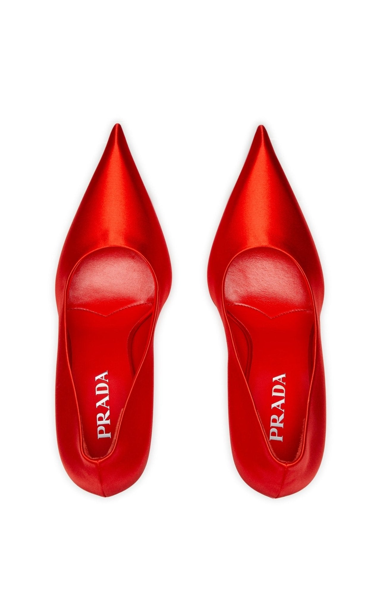 Prada Red Satin Pointed-Toe Heels 85 – Runway Catalog