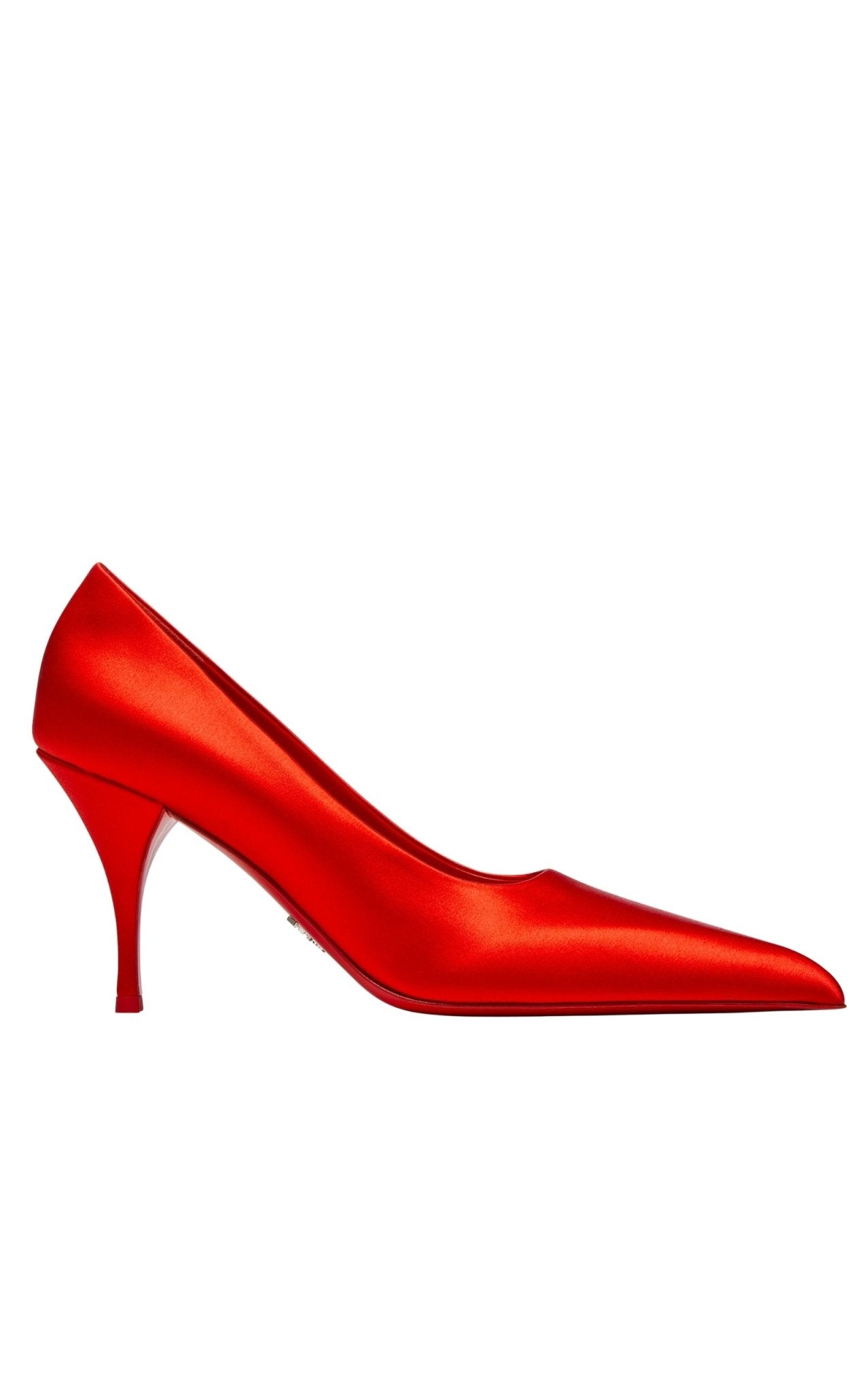 PRADA / レッド ポインテッドトゥ ハイヒール Prada Red Satin Pointed-Toe Heels 85 – Runway Catalog