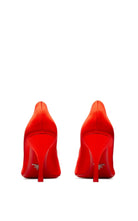 Prada red satin pointed-toe heels with 85mm stiletto heel back