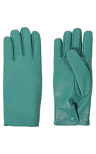 Prada turquoise nappa leather gloves with zipped pouch and triangle logo