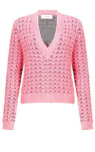 Pringle of Scotland Chunky Pink Angora V Neck Jumper - Runway Catalog