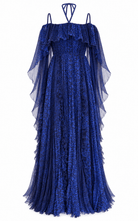 Ralph & Russo Archival Blue Silk Pleated Cape Ball Gown - Runway Catalog