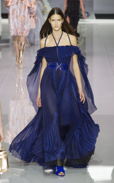 Ralph & Russo Blue Silk Ball Cape Gown - Runway Catalog