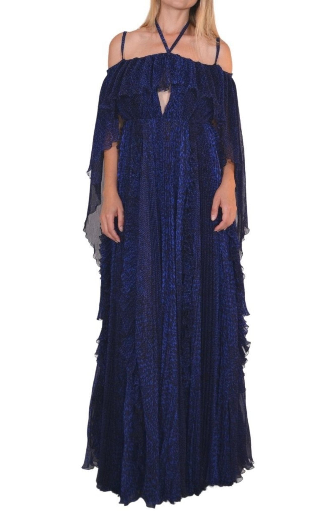 Ralph & Russo Blue Silk Ball Cape Gown - Runway Catalog