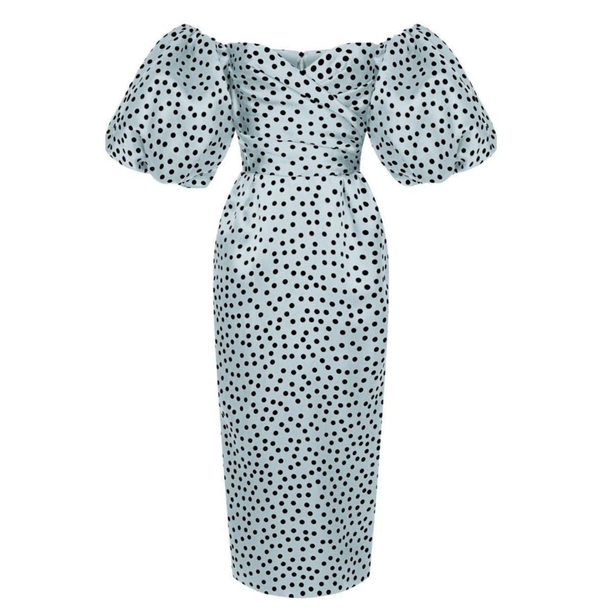 Rasario Polka - Dot Silk Corset Midi Dress - Runway Catalog