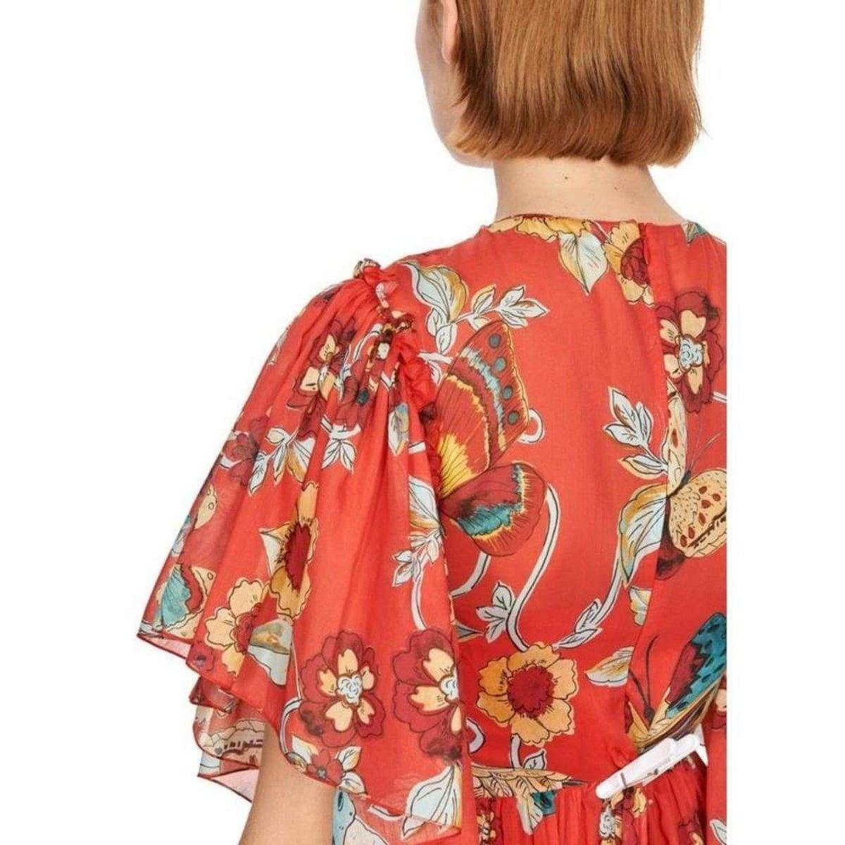 RED Valentino Bird of Paradise Print Silk Blend Dress