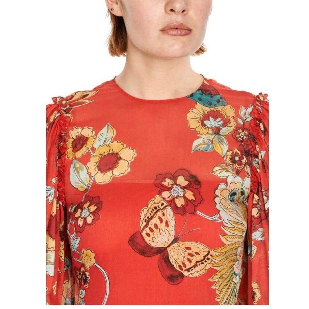 RED Valentino Bird of Paradise Print Silk Blend Dress