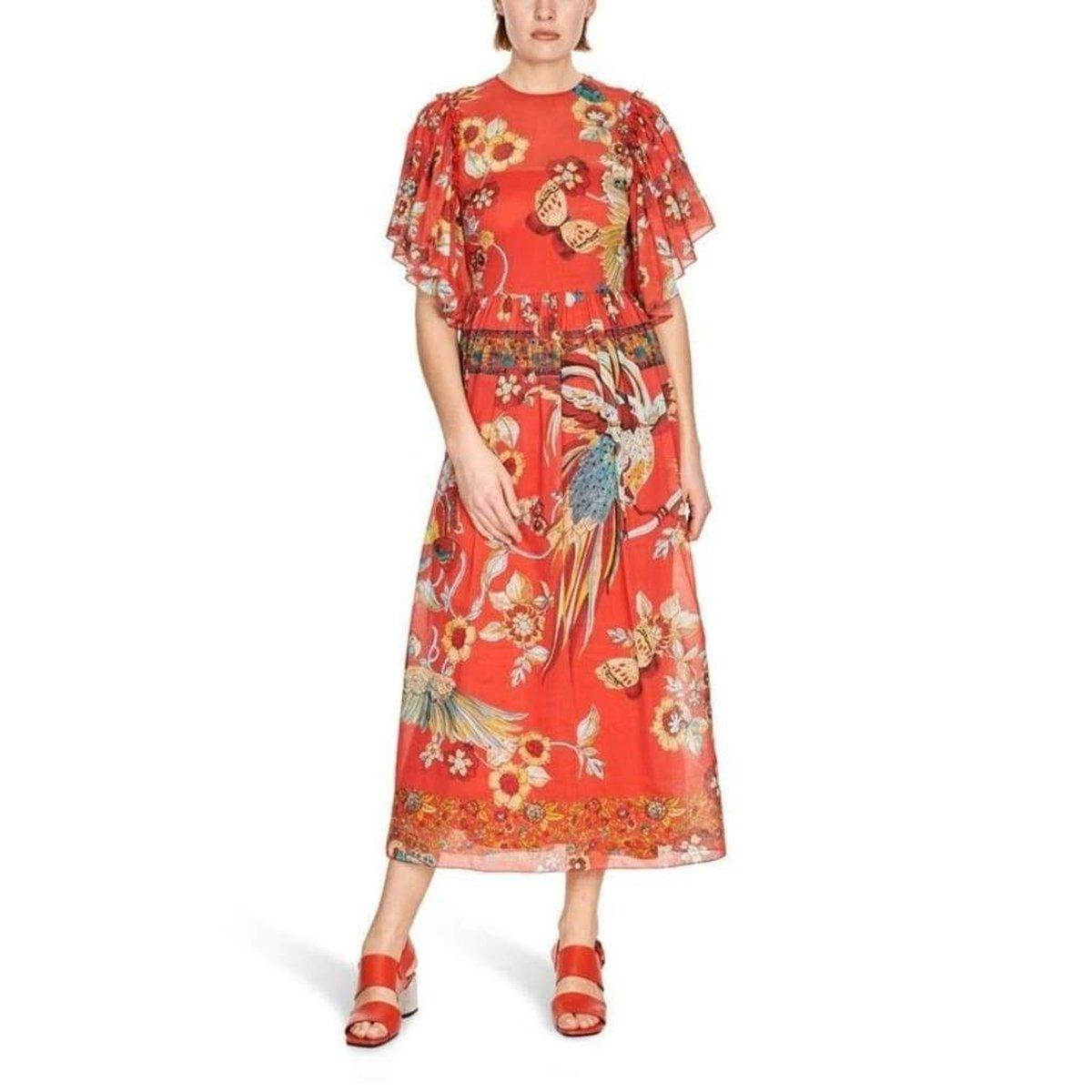 Red Valentino Bird of Paradise - Print Silk Blend Dress - Runway Catalog