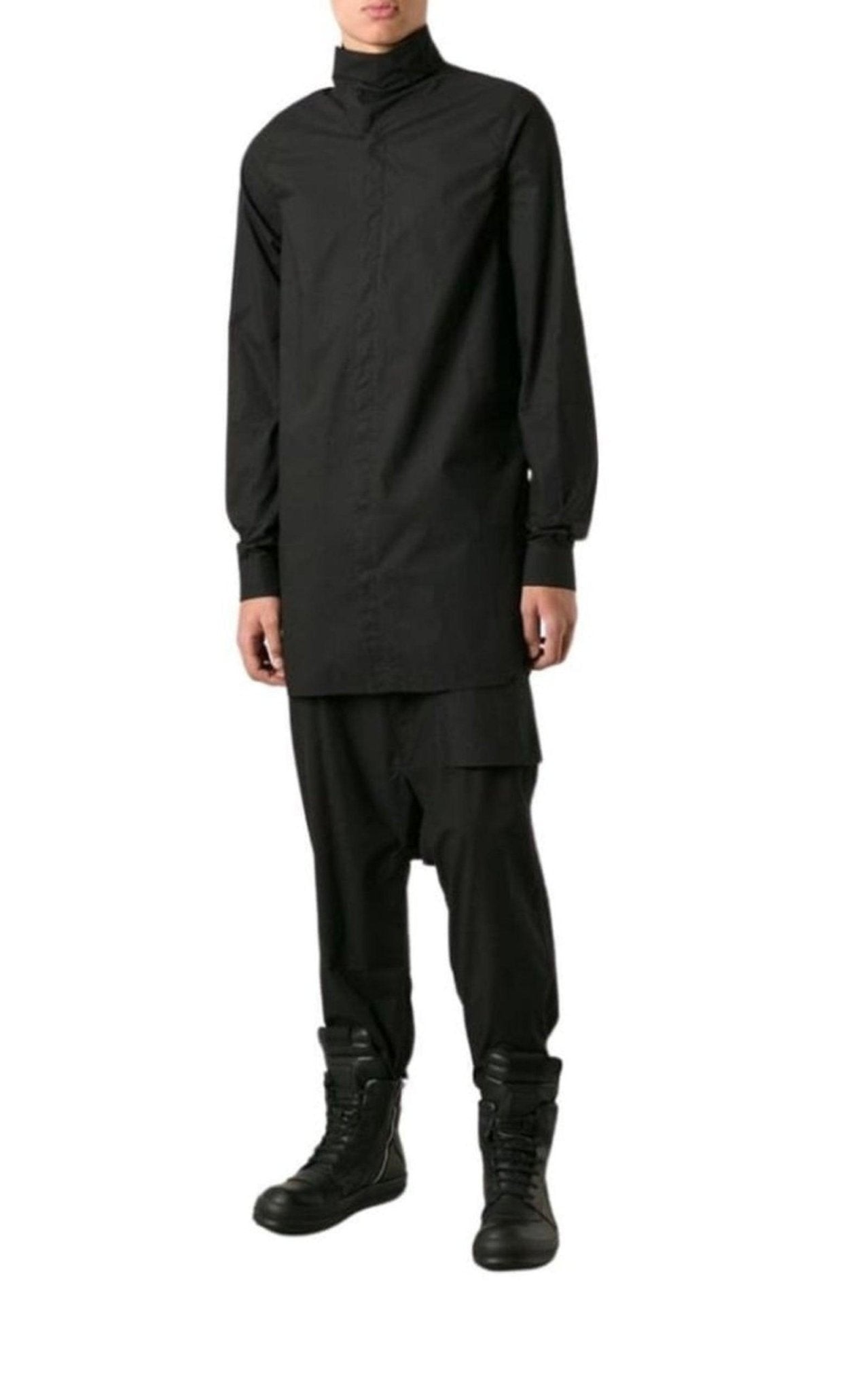 Rick Owens Black Cotton Island Shirt - Runway Catalog