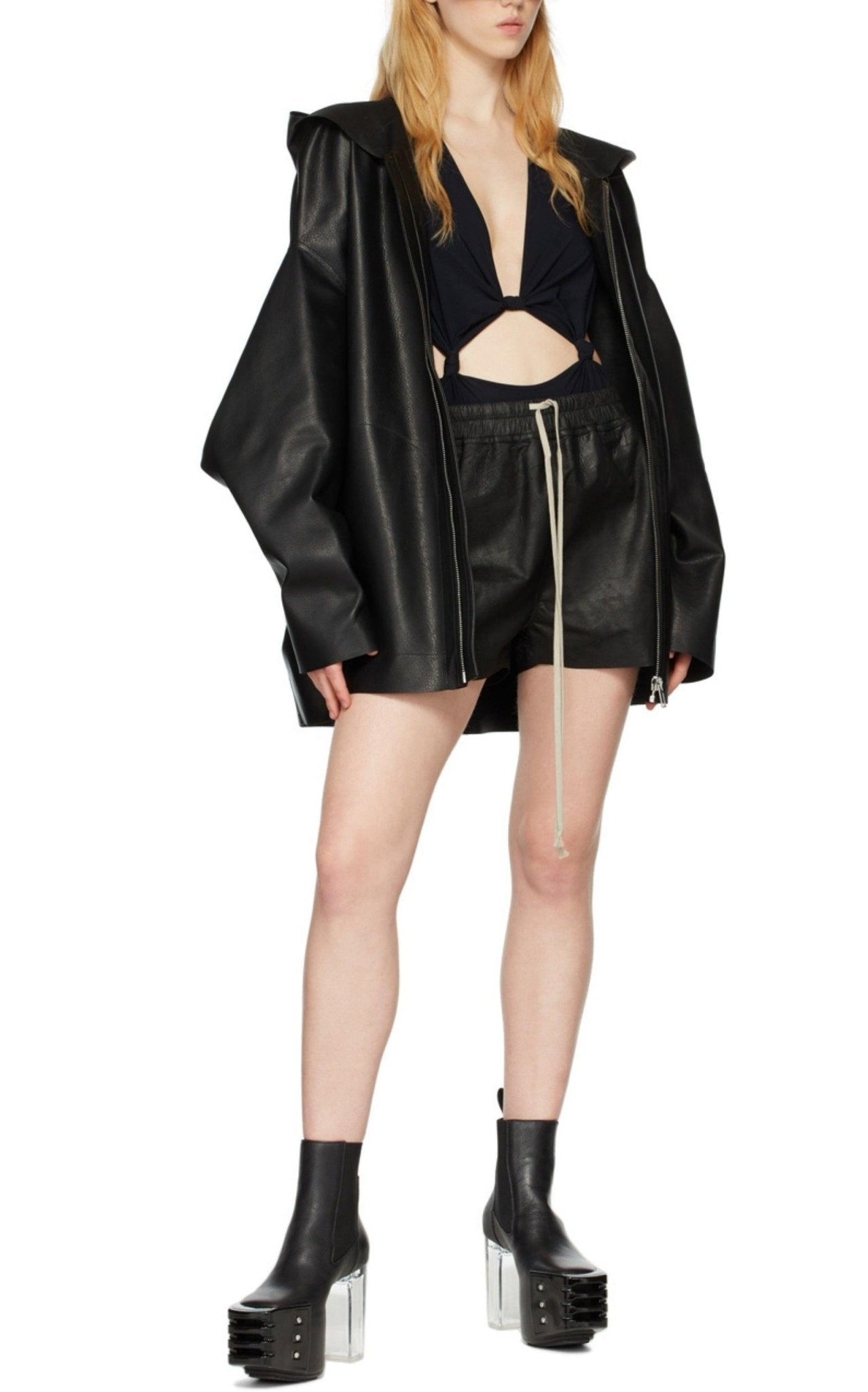 Rick Owens Black Peter Leather Jacket - Runway Catalog