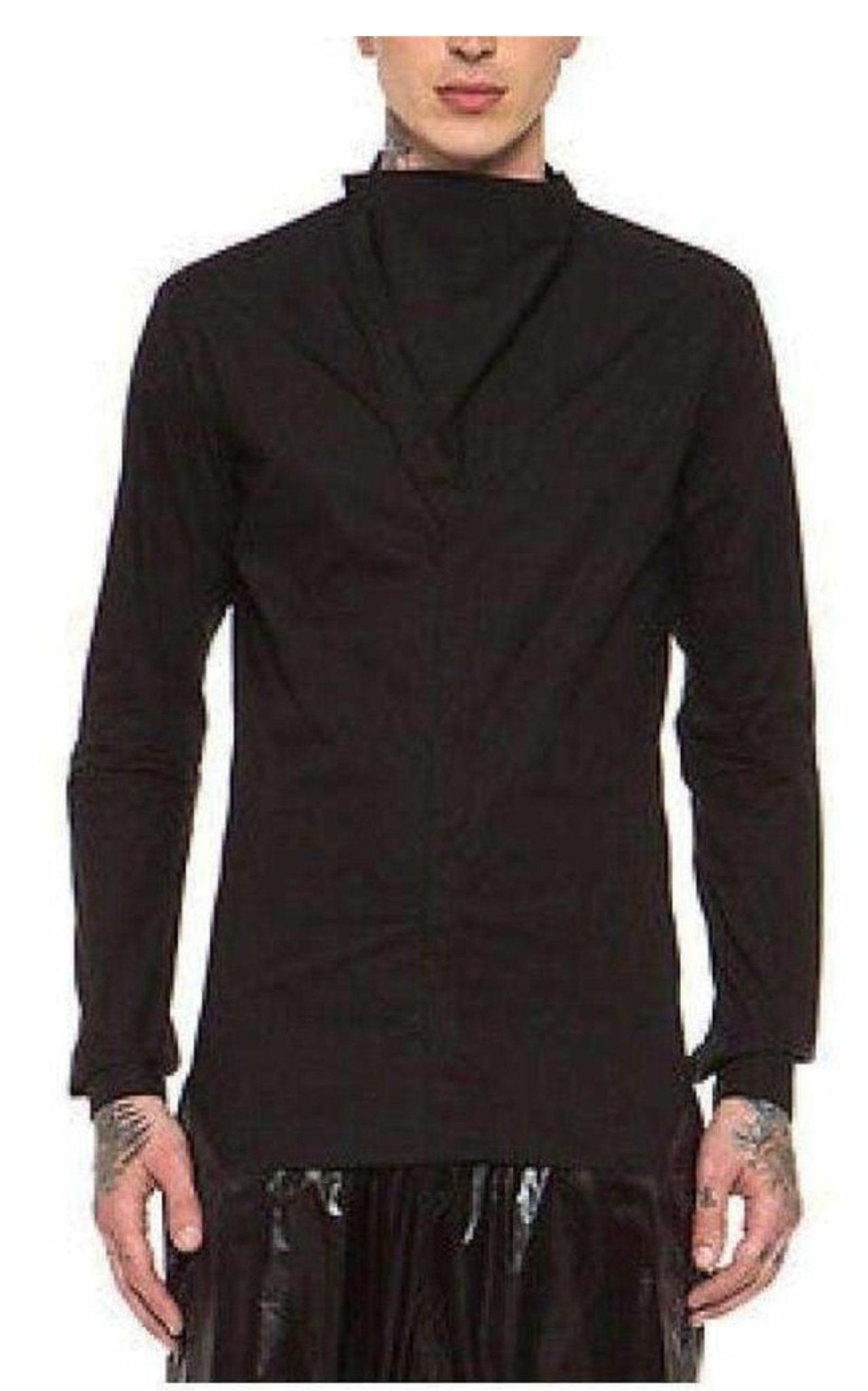 Rick Owens Plinth Black Cowl Shirt - Runway Catalog