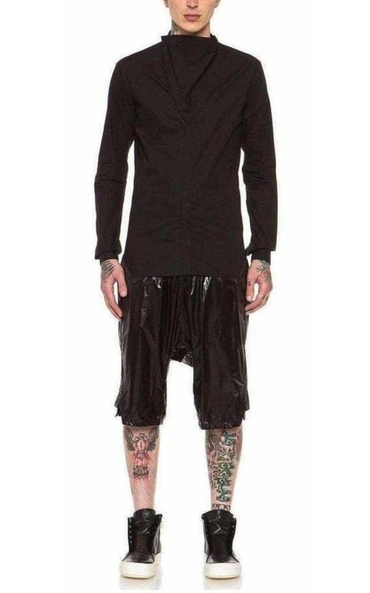 Rick Owens Plinth Black Cowl Shirt - Runway Catalog