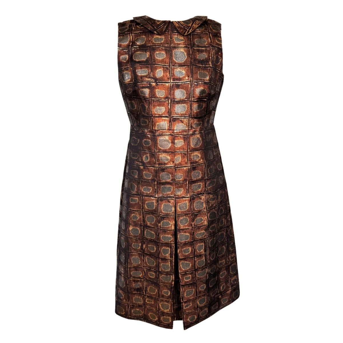 Rochas Rochas Printed Organdy Finished Dress in Gold - Runway Catalog