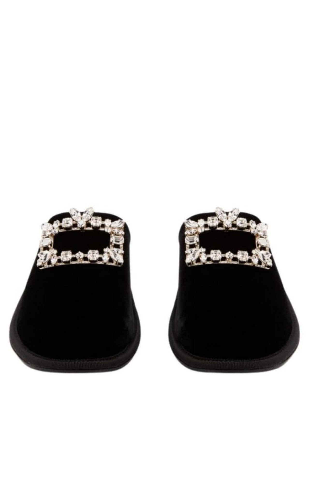 Roger Vivier Hotel Vivier Crystal - buckle Velvet Slippers - Runway Catalog