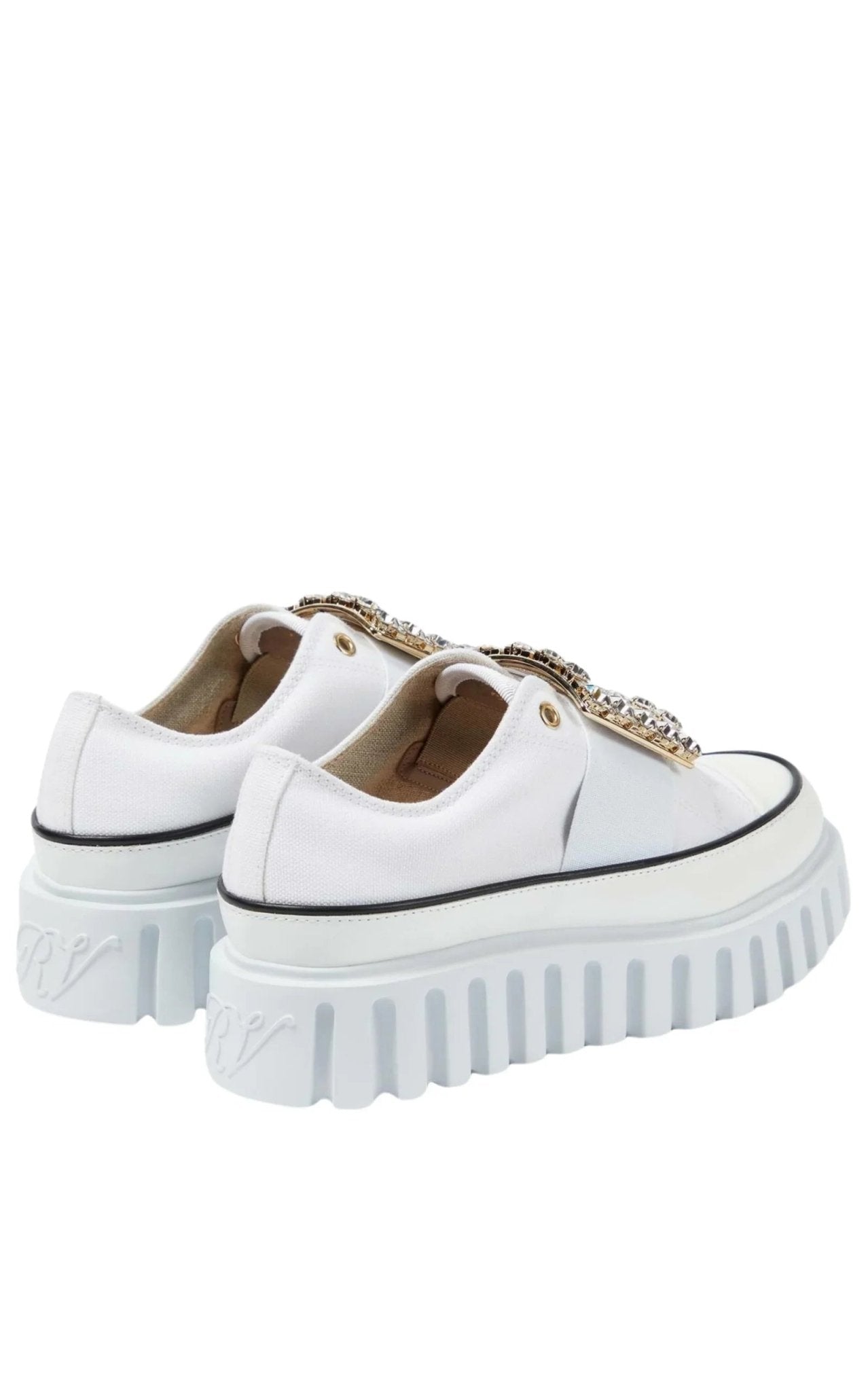 Roger Vivier Viv' Go - Thick Buckle White Platform Sneakers - Runway Catalog